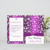 Purple and White Snowflakes Wedding Program (Standing Front)