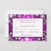 Purple and White Snowflakes Wedding Reply Card (Back)