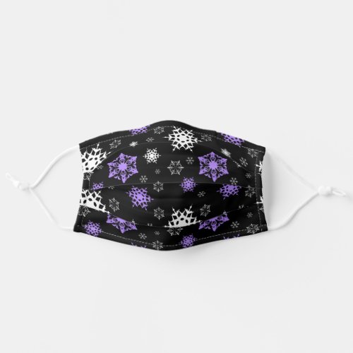 Purple and White Snowflakes Winter Trendy Modern Adult Cloth Face Mask