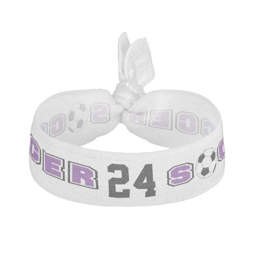 Purple and White  Soccer Ball  Add Sport Elastic Hair Tie