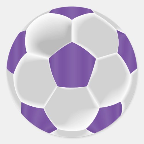 Purple and White Soccer Ball Classic Round Sticker