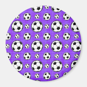 Purple and White Soccer Ball Pattern Magnet
