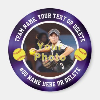 Purple and White, Softball Themed Party Favors