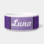 Purple and White Specks pet bowl. Bowl<br><div class="desc">Purple and White Specks pet bowl. Personalize it by changing the color of the text and the name.  If you would like to see this image on any other product,  please send me a message and I'll do my best to create it for you.</div>