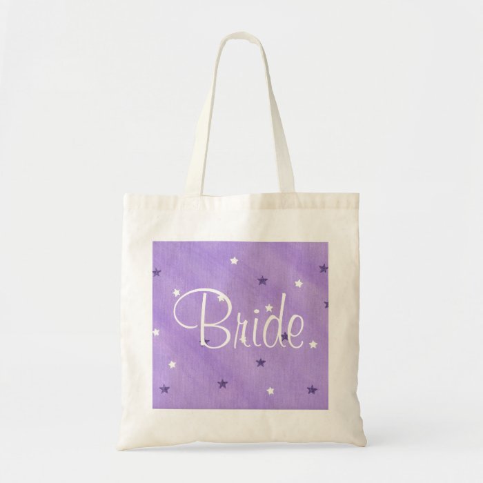 Purple and White Stars, Bride tote bags