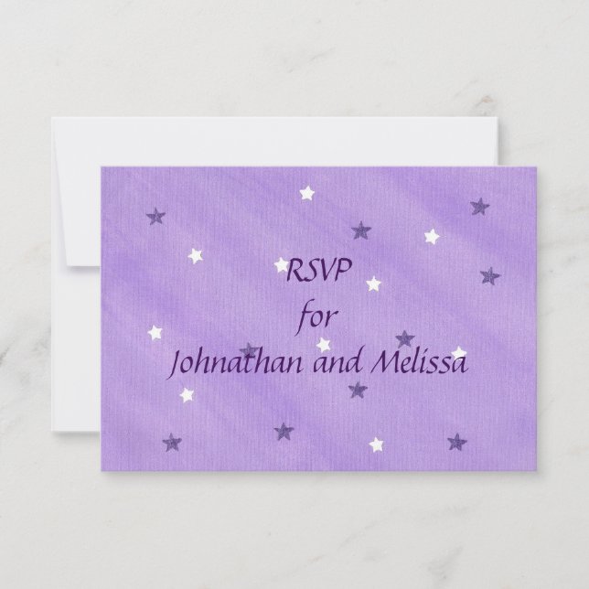 Purple and White Stars Lavender RSVP Response Card (Front)