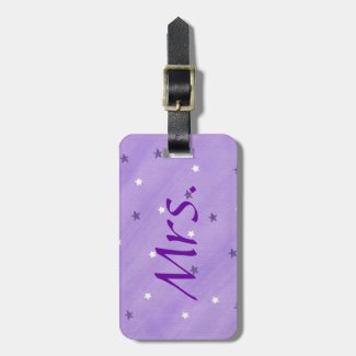 Purple and White Stars Mrs. Luggage Tag