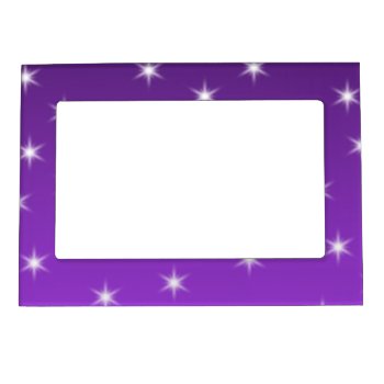 Purple And White Stars  Pattern. Magnetic Picture Frame by Graphics_By_Metarla at Zazzle