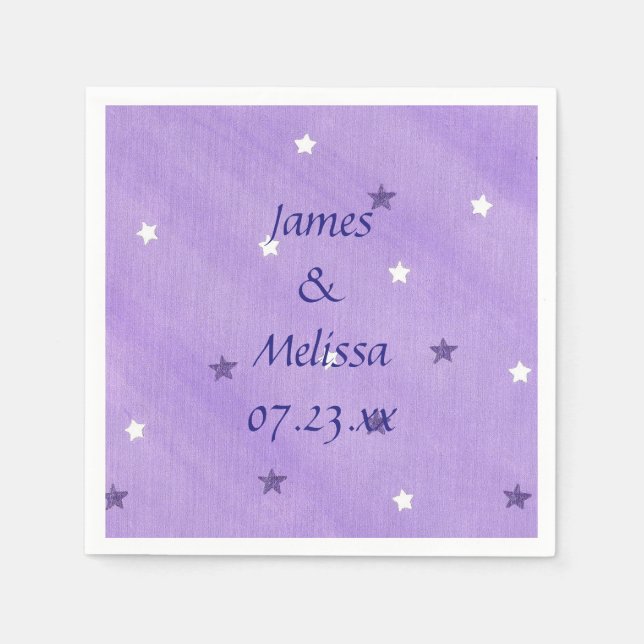 Purple and White Stars Personalized Napkins (Front)