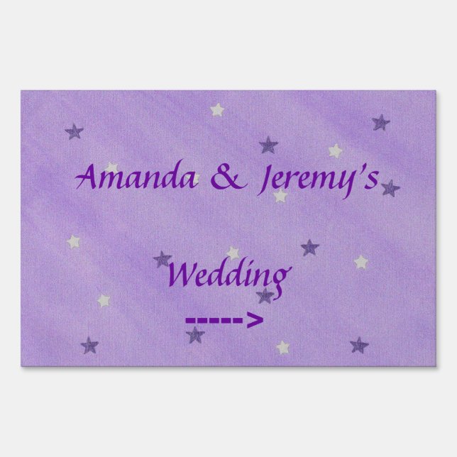 Purple and White Stars Personalized Yard Sign (Front)