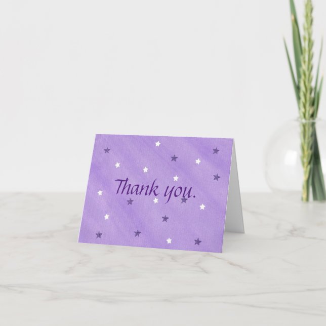 Purple and White Stars Thank you Cards (Front)