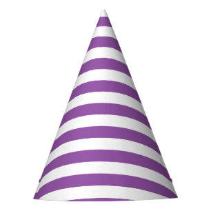 Purple and White Stripe Pattern Party Hat