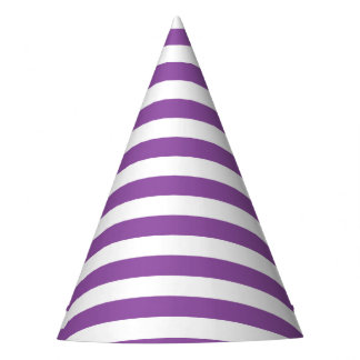Purple and White Stripe Pattern Party Hat