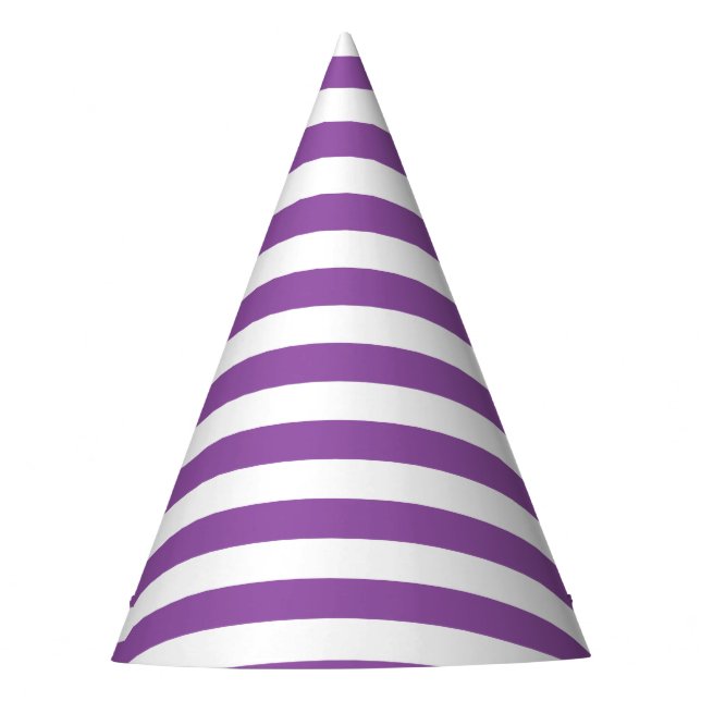 Purple and White Stripe Pattern Party Hat (Front)