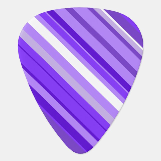 Purple and White Striped Pattern Guitar Pick (Front)
