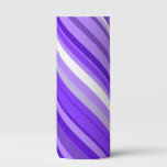 [ Thumbnail: Purple and White Striped Pattern Pillar Candle ]