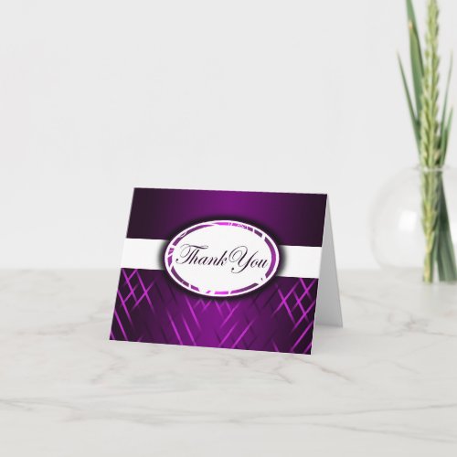 Purple and White Striped Thank You Card