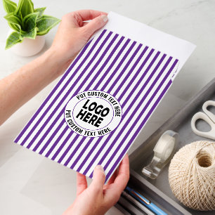 Purple and white stripes and custom logo business envelope mailers
