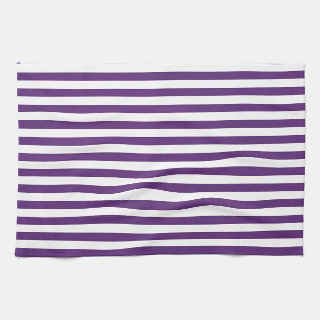 Purple and White Stripes Kitchen Towel (Horizontal)