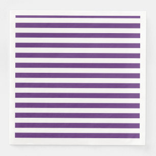Purple and White Stripes Paper Dinner Napkins