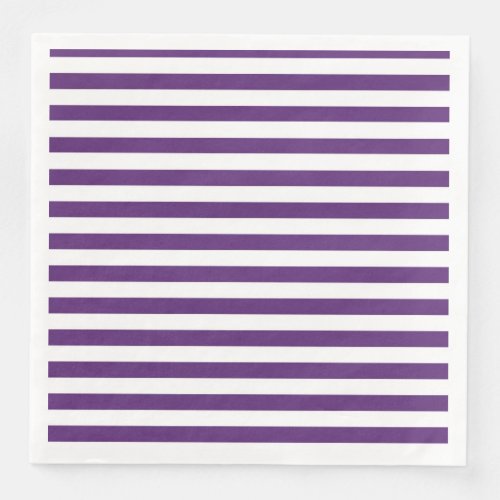 Purple and White Stripes Paper Dinner Napkins