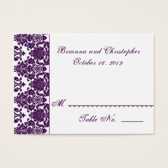 Purple and White Table Place Card - Wedding Party