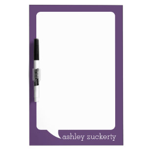 Purple and White Talk Bubble Personalized Name Dry Erase Board