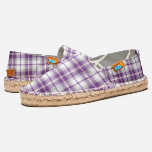 Purple and White Tartan Plaid Pattern Espadrilles