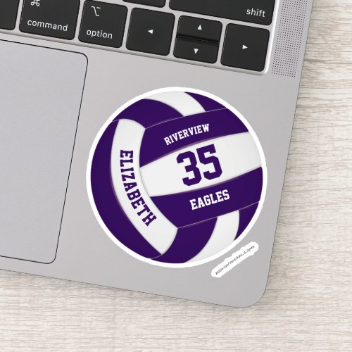 purple and white team colors girls boys volleyball sticker