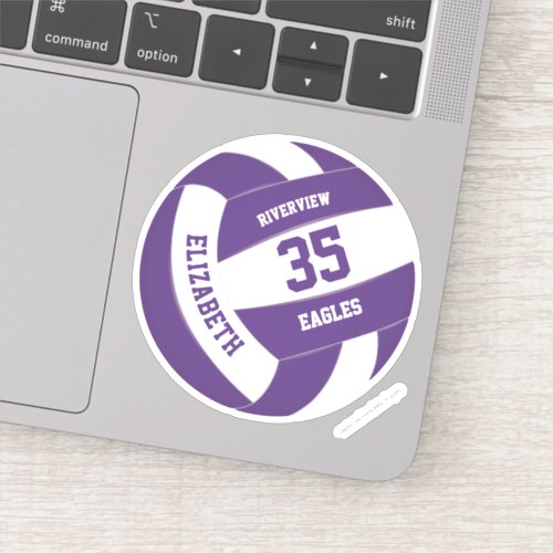 purple and white team colors girls boys volleyball sticker