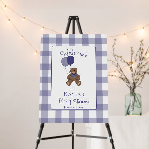 Purple and White Teddy Bear Welcome Sign