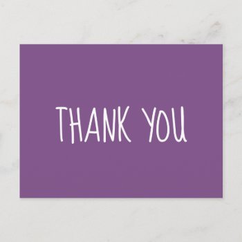 Purple And White Thank You Postcard by purplestuff at Zazzle