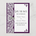 Purple And White Traditional Lace Save The Date Announcement Postcard at Zazzle