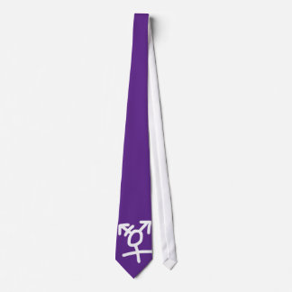 Purple and white trans symbol neck tie