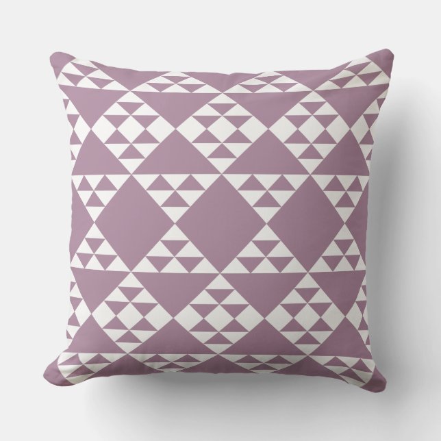 Purple And White Triangle Pattern Throw Pillow (Front)