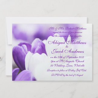 Purple And White Tulip Flowers Wedding Invitation