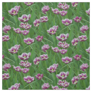 Purple and White Tulips Fabric