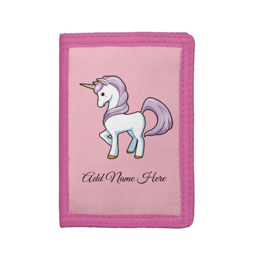 Purple And White Unicorn Trifold Wallet