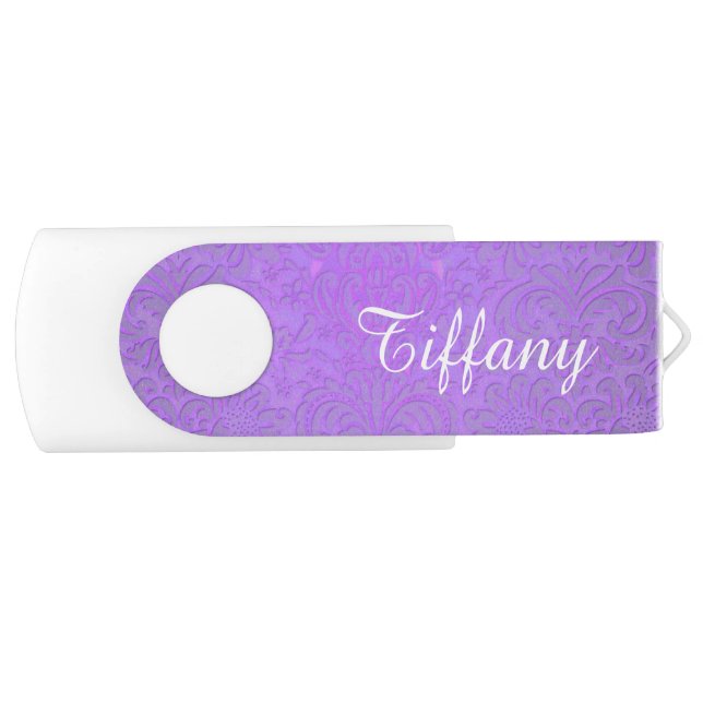 Purple and White USB Flash Drive (Front)