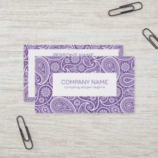 Purple and white vintage paisley pattern business card