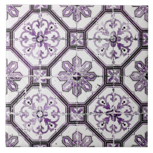 Purple and white vintage tile