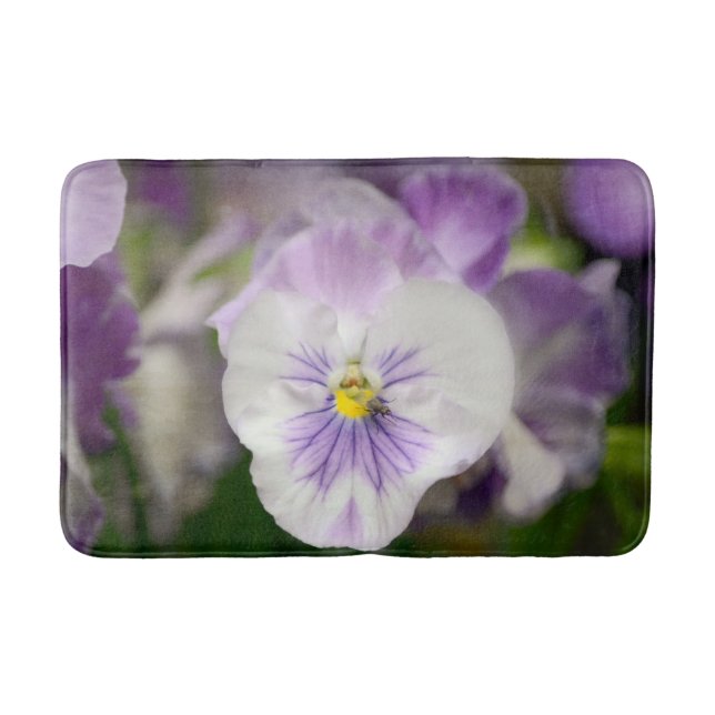 Purple and White Violas by Shirley Taylor Bathroom Mat (Front)