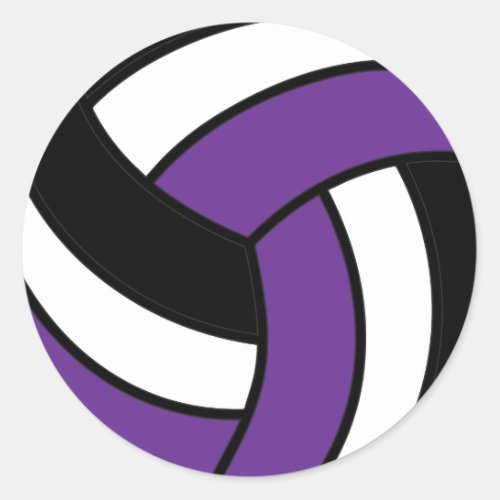 Purple and White Volleyball Classic Round Sticker