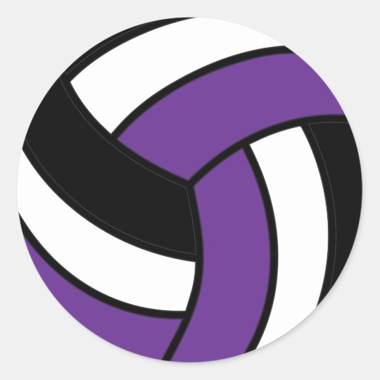 Purple and White Volleyball Classic Round Sticker | Zazzle.com