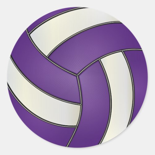 Purple and White Volleyball Classic Round Sticker
