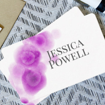 Purple And White Watercolor Minimmalist Design Business Card by annpowellart at Zazzle