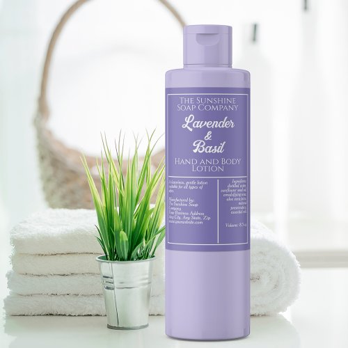 Purple and white waterproof cosmetics bottle label