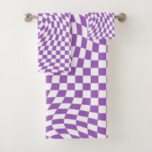 Purple and White Waved Checkered Checkerboard
