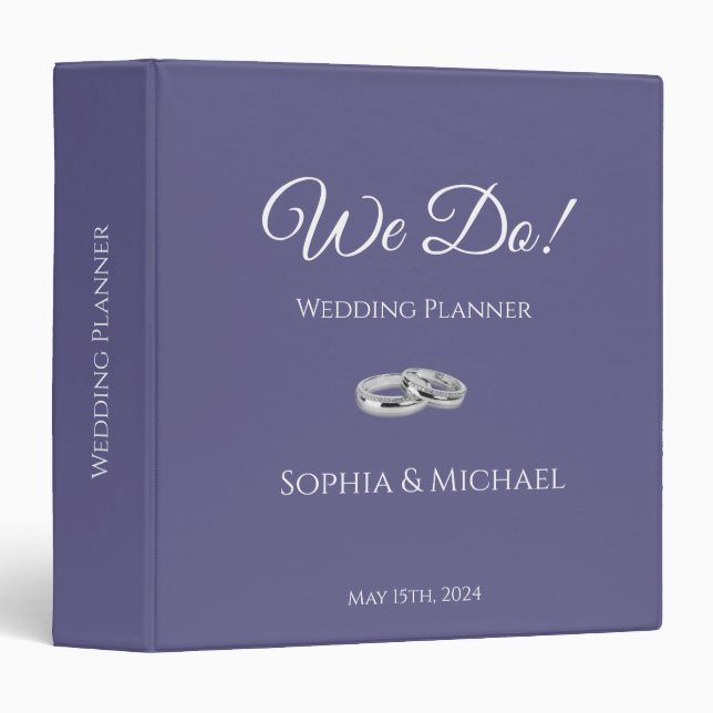 Purple and White-We Do-Wedding-Planner 3 Ring Binder (Front/Spine)