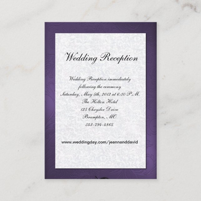 Purple and White Wedding Enclosure Card (Front)